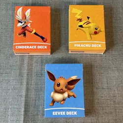 Pokemon Battle Academy 2022 Deck Set of 3 Eevee Pikachu Cinderace 60 Cards Each - Image 1