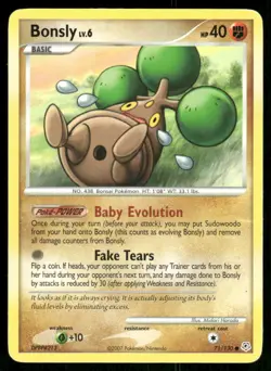 2007 Pokemon Bonsly Common Diamond & Pearl 71/130 DMG - Image 1
