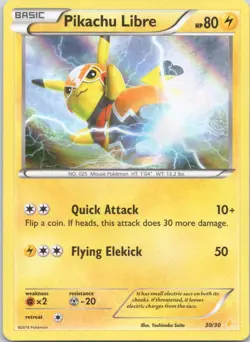 2016 XY Trainer Kit: Pikachu Libre & Suicune Pikachu Libre (30 - Holo) Common - Image 1