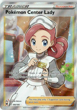 Pokemon Center Lady (Full Art) Holo Ultra Rare SWSH04: Vivid Voltage 185/185 NM - Image 1