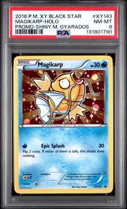 2016 POKEMON XY BLACK STAR PROMO SHINY MEGA GYARADOS #XY143 MAGIKARP-HOLO PSA 8 - Image 1