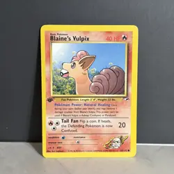 Pokemon Blaine's Vulpix 65/132 G1 Gym Heroes 1st Edition LP - Image 1