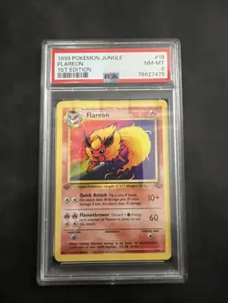 Jungle 1st Edition FLAREON #19/64 PSA 8 NON-HOLO 1999 Pokemon Card Game NM-MT - Image 1