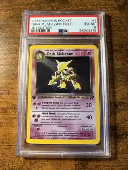 Pokemon Team Rocket 1st Edition Dark Alakazam Holo 1/82 PSA 6 - Image 1