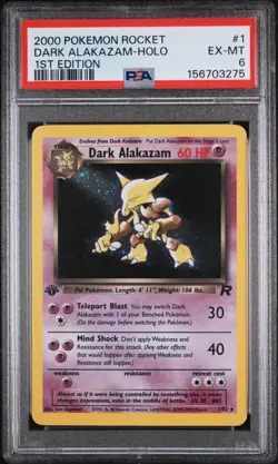 Pokemon Team Rocket 1st Edition Dark Alakazam Holo 1/82 PSA 6 - Image 3