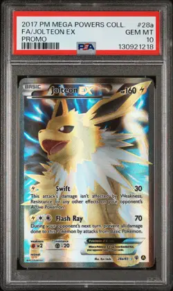 POKEMON MEGA POWERS JOLTEON EX #28A FULL ART PROMO PSA 10 GEM MINT #130921218 - Image 1