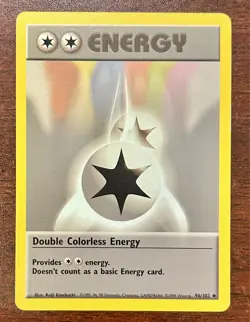 Double Colorless Energy BASE SET 1999 Original Vintage Pokemon TCG 96/102- LP - Image 1