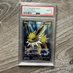 2021 POKEMON SWORD & SHIELD EVOLVING SKIES #177 FULL ART/JOLTEON V PSA 10 - Image 1