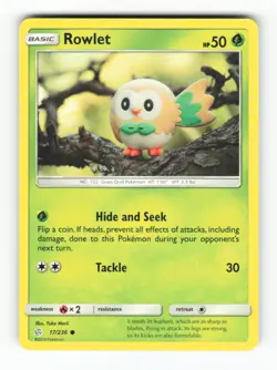 Rowlet 17/236 Common Cosmic Eclipse Pokemon Near Mint - Image 1