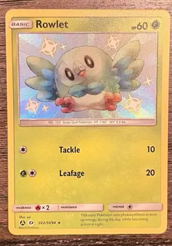 Rowlet SV2/SV94 Shiny Holo Rare Hidden Fates Pokemon TCG - Image 1
