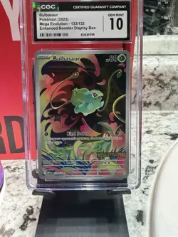 Pokemon Bulbasaur 133/132 Me01: Mega Evolution Illustration Rare Holo CGC 10 GEM - Image 1