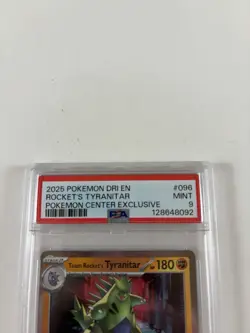 2025 POKEMON DESTINED RIVALS POKEMON CENTER #096 TEAM ROCKET'S TYRANITAR PSA 9 - Image 2