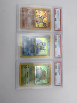 1999 Pokemon Base Set Trio Charizard PSA 7, Blastoise & Venusaur PSA 5 - Image 1
