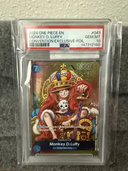 One Piece 2024 en Convention Exclusive-Foil #043 Monkey D. Luffy PSA 10 Gem Mint - Image 4
