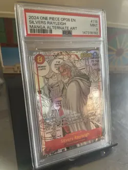 One Piece Silvers Rayleigh OP08 #118 Manga Alt Art Secret Rare Holo PSA 9 Eng - Image 2