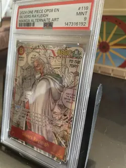 One Piece Silvers Rayleigh OP08 #118 Manga Alt Art Secret Rare Holo PSA 9 Eng - Image 3