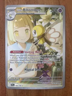 Pokemon TCG Lillie's Ribombee 164/159 Journey Together Illustration Rare NM Card - Image 1