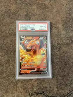 Pokemon TCG Charizard v Darkness Ablaze Card 019/189, PSA 10 - Image 1