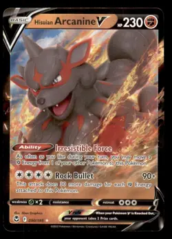 Hisuian Arcanine V 090/195 Holo V Rare Silver Tempest Pokemon Near Mint - Image 1