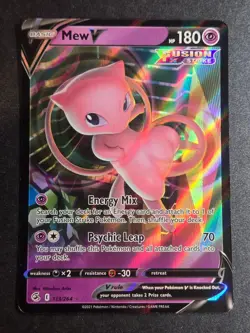 Mew V 113/264 LP Fusion Strike Holo V Rare Pokemon - Image 1