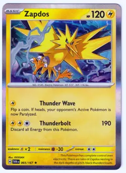 Zapdos Holo Rare SV06: Twilight Masquerade 065/167 NM Pokemon TCG - Image 1