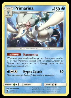Primarina 67/214 Rare Lost Thunder Pokemon Near Mint - Image 1