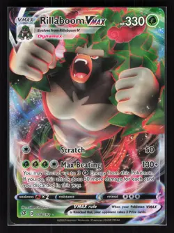 Rillaboom VMAX Holo Ultra Rare Pokemon SWSH02: Rebel Clash 018/192 NM - Image 1