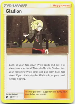 Gladion Uncommon Crimson Invasion 95/111 LP Pokemon - Image 1