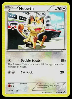 Pokemon Card Next Destinies Meowth 80/99 Common - Image 1