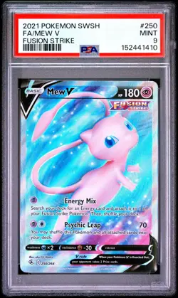 Mew V Pokemon Card (Fusion Strike 250/264) Full Art MINT PSA 9 - Image 1