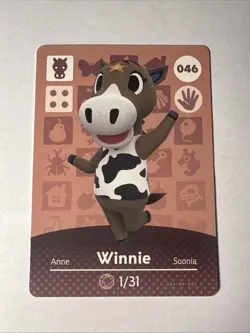 046 Winnie Amiibo Card 046 Series 1 Animal Crossing Nintendo Switch NA Region - Image 1