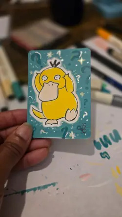 Psyduck ACEO Original Art Card Pokemon Fan Art OOAK Handmade ATC - Image 2