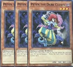 Yugioh - Peten the Dark Clown x 3 - NM - Plus Free Holo Card - Image 1