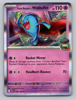 Team Rocket's Wobbuffet 082/182 Rare Destined Rivals Pokemon Holo NM - Image 1
