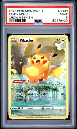 2023 POKEMON SWORD & SHIELD CROWN ZENITH #GG30 FULL ART/PIKACHU PSA 9 - Image 1