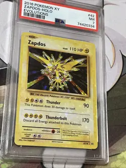 HEAVY HOLO BLEED ERROR Pokemon Zapdos 42/108 XY Evolutions PSA 7 - Image 1