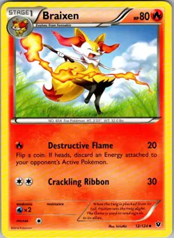 Braixen Fates Collide 12/124 Uncommon Pokemon Near Mint - Image 1