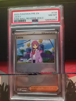 2025 Pokemon Pre En Lacey Pokemon Ball Reverse Holo #114 Psa 8 - Image 1