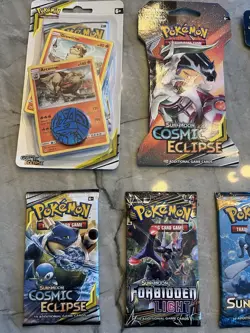 Pokemon Sun & Moon Booster Pack Lot - Cosmic Eclipse, Team Up and More! - Image 3
