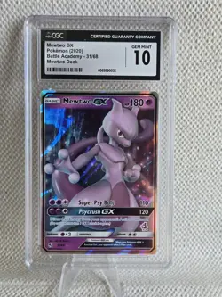 2020 POKEMON BATTLE ACADEMY #31 MEWTWO GX CGC 10 - Image 1