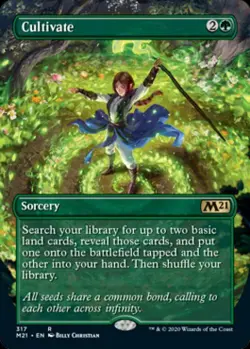 Alt Art Cultivate (Borderless) -Foil Near Mint MTG Magic 2021 Core Set - Image 1