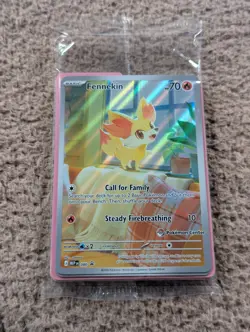SEALED Fennekin POKeMON CENTER STAMPED 080 + Unlimited Promo Card Chaos Rising - Image 1