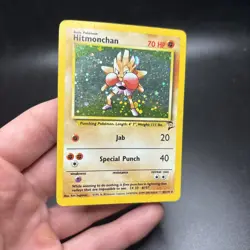 Hitmonchan 8/130 Pokemon Base Set 2 SWIRL Holo Rare WOTC Vintage Card HP -j - Image 4