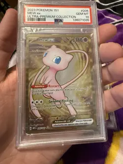 Mew EX Card 205/165 PSA 10 Gem Mint Scarlet & Violet 151 UPC Promo - Metal Card - Image 1