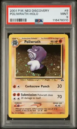 Pokemon TCG Poliwrath 9/75 Neo Discovery Holo Rare PSA 9 - Image 1