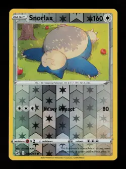 Snorlax 206/264 Reverse Holo Common Fusion Strike Pokemon Cards - Image 1