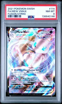 2021 POKEMON SWORD & SHIELD FUSION STRIKE #114 FULL ART/MEW VMAX PSA 8 - Image 1
