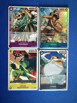 Usopp One Piece TCG 4-card lot OP03 Super Rare+OP05 Uncommon+more PWE - Image 1