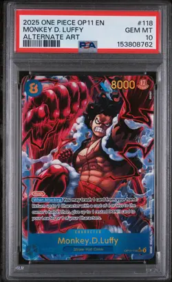 2025 ONE PIECE OP11-A FIST OF DIVINE SPEED ALTERNATE ART MONKEY D. LUFFY PSA 10 - Image 1