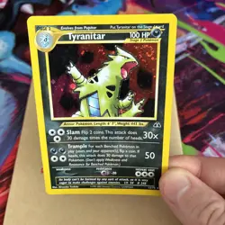Pokemon Tyranitar Neo Discovery Amazing Holo Swirl Card 12/75 Unlimited Rare LP - Image 1